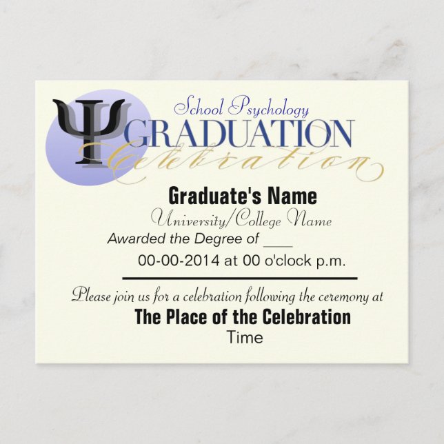 School Psychology Graduation Announcement Postcard (Front)