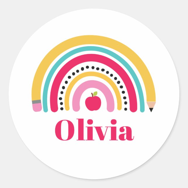 School Rainbow Personalized Name Label (Front)