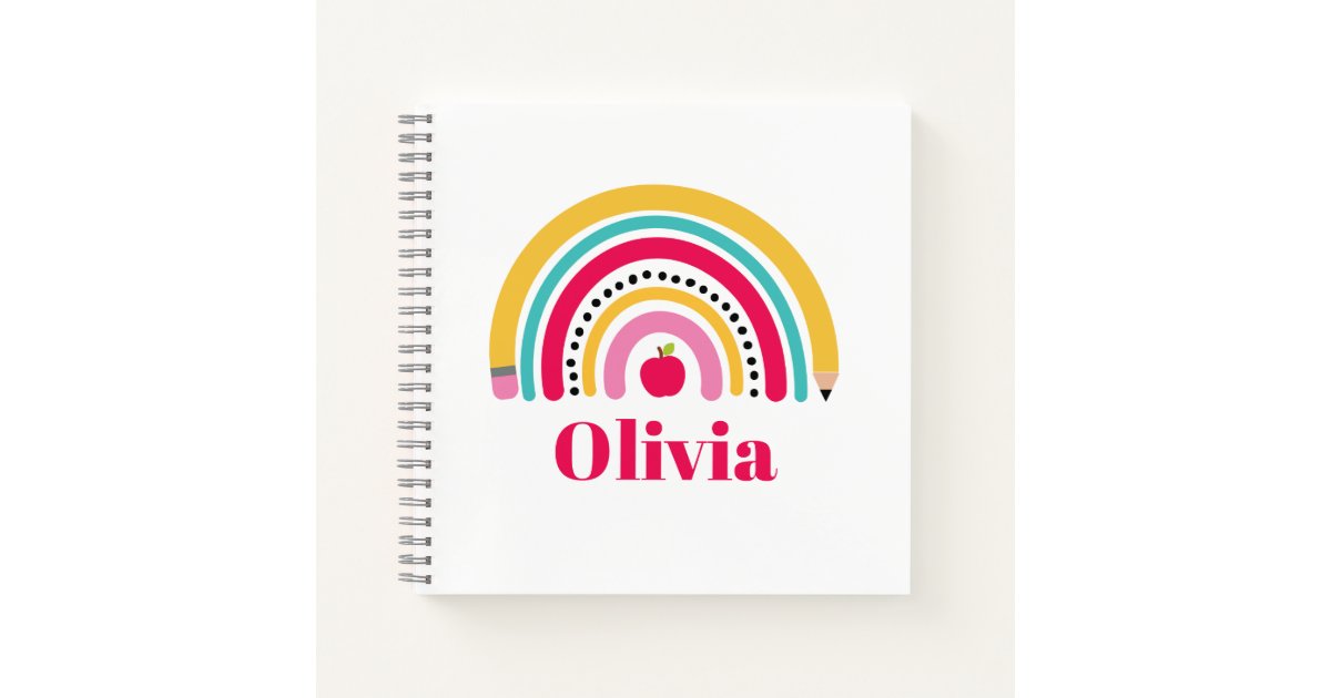 Personalized Boho Rainbow Back To School Kids Notebook