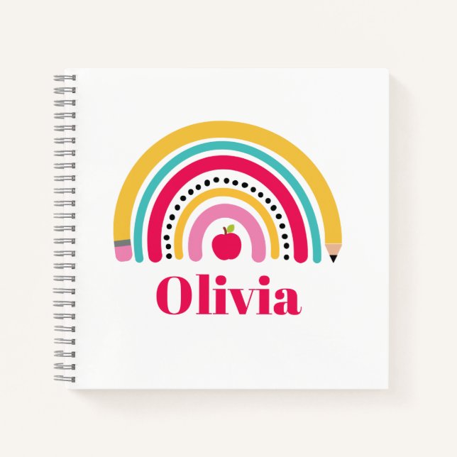 School Rainbow Personalized Name Notebook (Front)