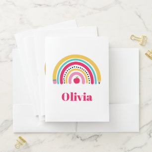 School Rainbow Personalized Name Pocket Folder