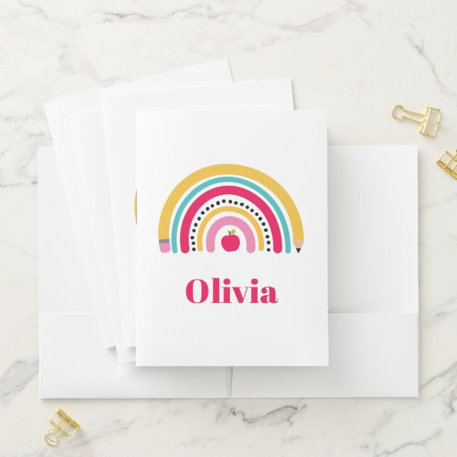 School Rainbow Personalized Name Pocket Folder (In Situ)