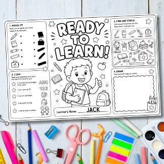 School Readiness Kids Activity Placemat