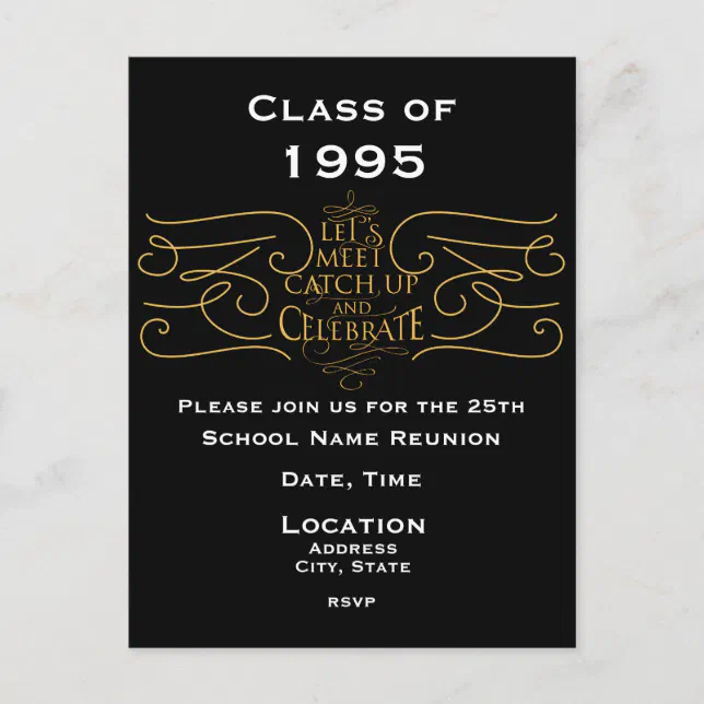 School Reunion Design, elegant style Invitation Postcard | Zazzle