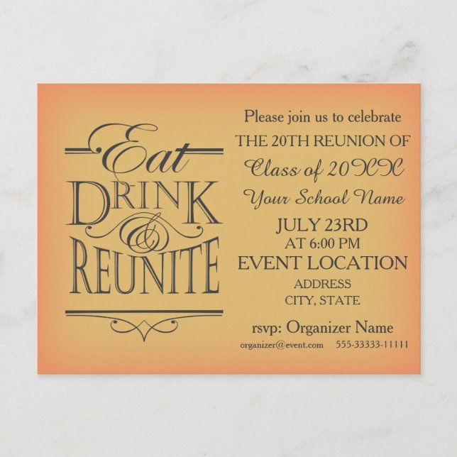 School Reunion Invitation design Postcard (Front)