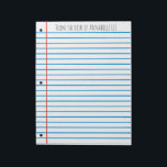 School Rule Notepad<br><div class="desc">Simple ruled paper with a personalized head. Great gift for a student or teacher.</div>