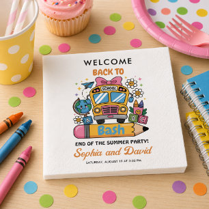 School’s Back Bash! Editable End of Summer Party  Napkins