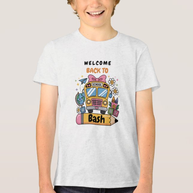 School’s Back Bash! Editable End of Summer Party  Tri-Blend Shirt (Front)