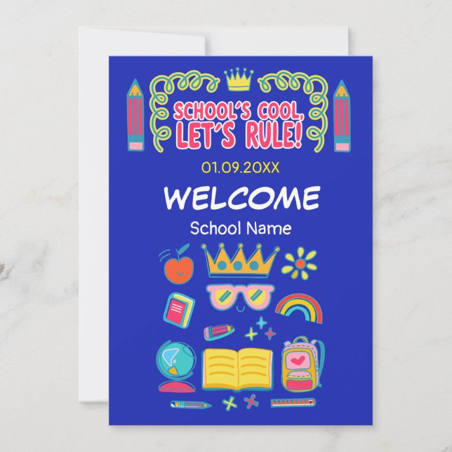 "School’s cool let’s rule" motivation quotes  Holiday Card (Front)