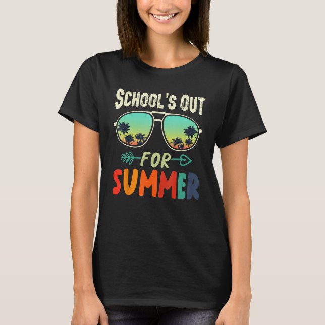 School s Out For Summer Cool Tropical Sunglasses D T-Shirt (Front)
