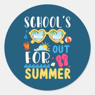 School 's Out For Summer Holidays Teacher Student Classic Round Sticker