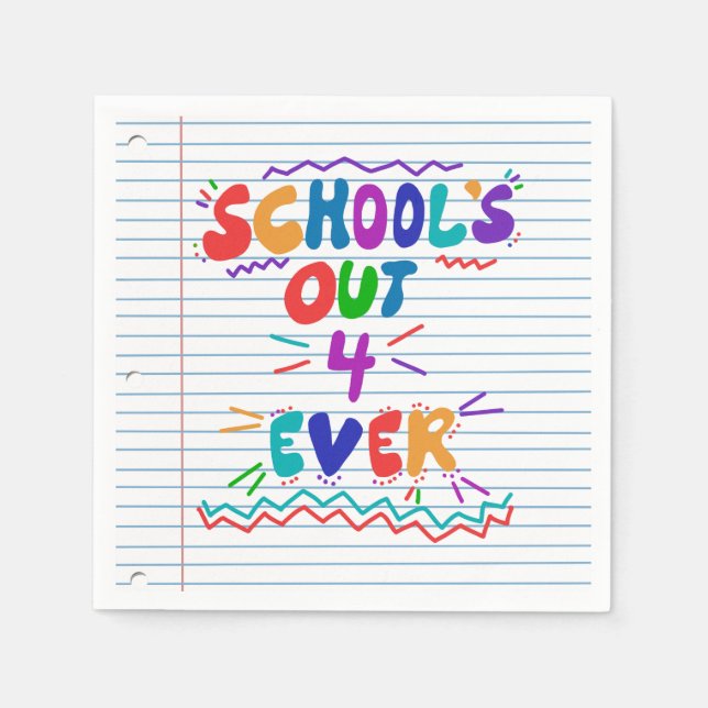 School’s Out Forever Loose Leaf Paper Napkins (Front)