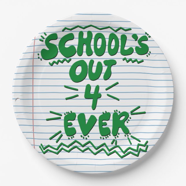 School’s Out Forever Loose Leaf Paper Plates (Front)