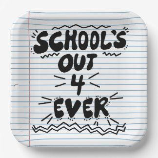School’s Out Forever Loose Leaf Paper Plates
