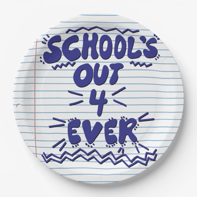 School’s Out Forever Loose Leaf Paper Plates (Front)