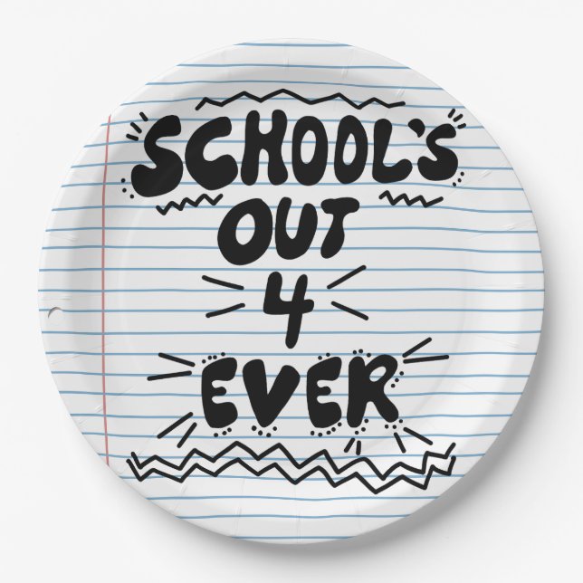 School’s Out Forever Loose Leaf Paper Plates (Front)