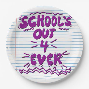 School’s Out Forever Loose Leaf Paper Plates