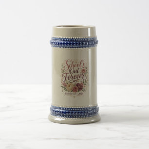 School’s Out Forever Teacher Retirement Retired  Beer Stein