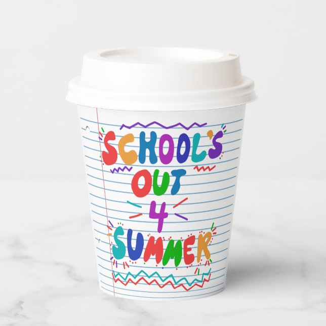 School’s Out Loose Leaf Paper Invitation Cups (Front)