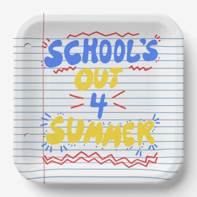 School’s Out Loose Leaf Paper Invitation Plates (Front)