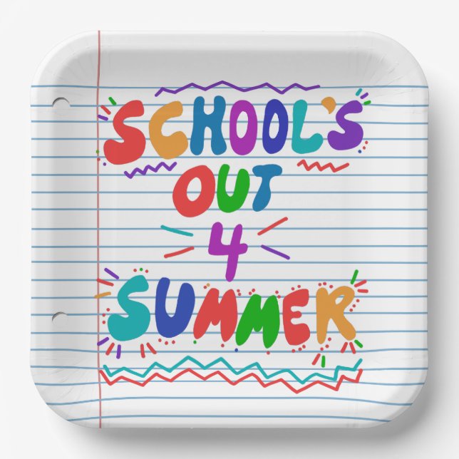 School’s Out Loose Leaf Paper Invitation Plates (Front)