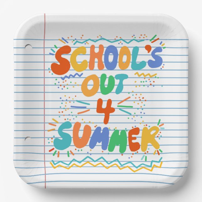 School’s Out Loose Leaf Paper Paper Plates (Front)