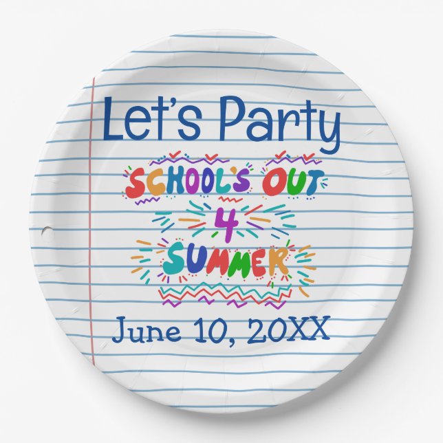 School’s Out Loose Leaf Paper Plates (Front)