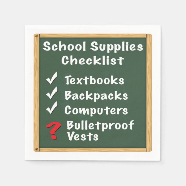 School Safety Supplies Checklist Napkins (Front)