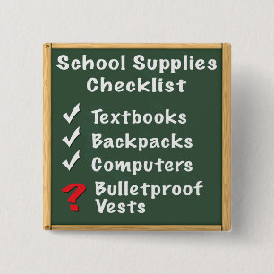 School Safety Supplies Checklist Pinback Button