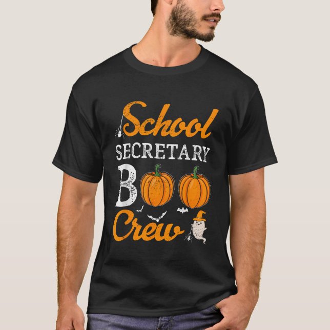 School Secretary Boo Crew Halloween School Office  T-Shirt (Front)