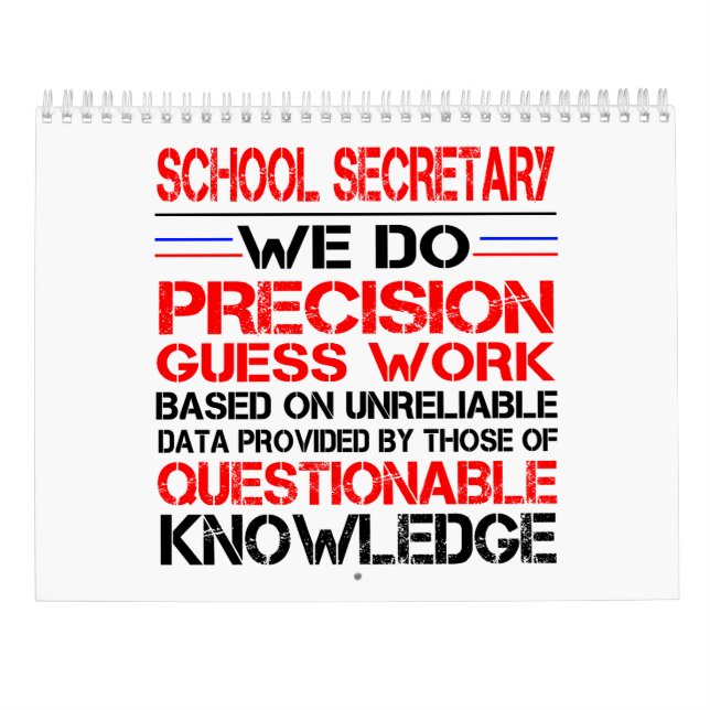 School Secretary Calendar Funny Gift for Women Men (Back)