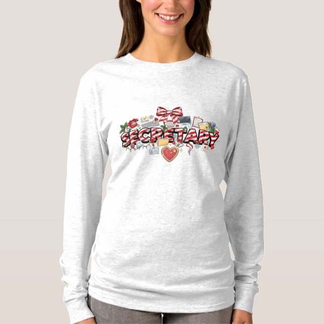 School Secretary Christmas Long Sleeve T-Shirt (Front)