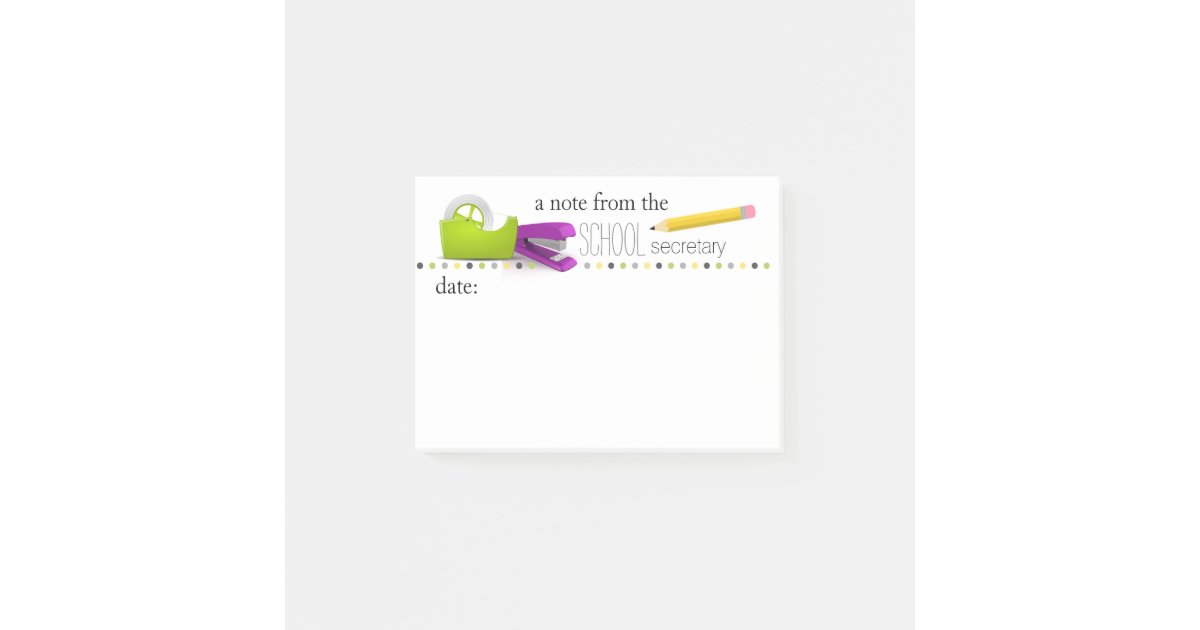 Secretary Sticky Notes School Secretary Colorful Sticky Notes | Zazzle