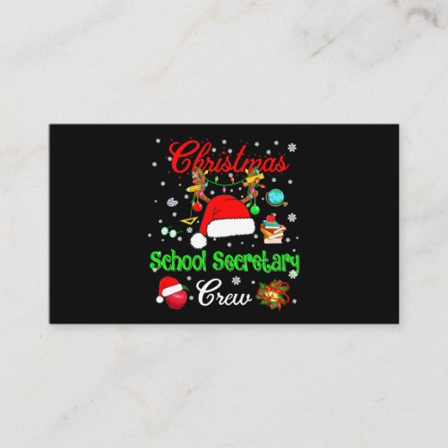School Secretary Crew Christmas Santa Hat Reindeer Business Card