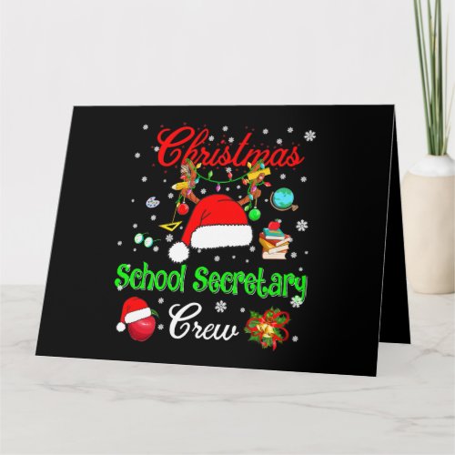 School Secretary Crew Christmas Santa Hat Reindeer Card