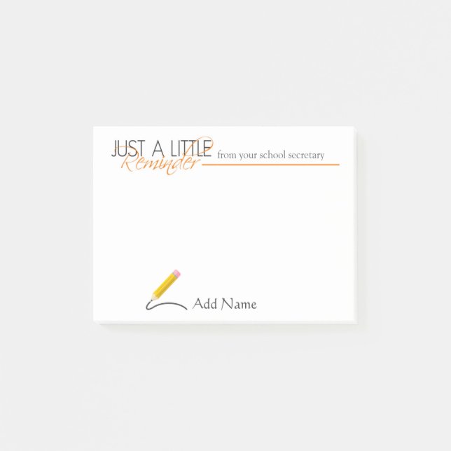 School Secretary Custom Name Notes (Front)