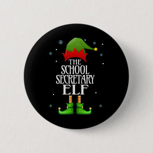 School Secretary Elf Xmas Funny Family Matching Ch Button