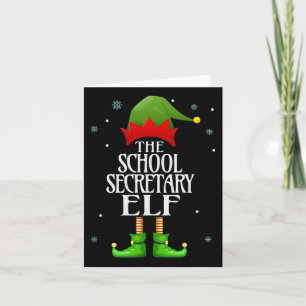 School Secretary Elf Xmas Funny Family Matching Ch Card