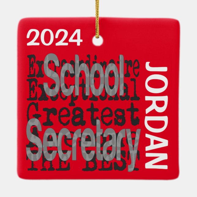 School Secretary Extraordinaire CUSTOM Ceramic Ornament (Back)