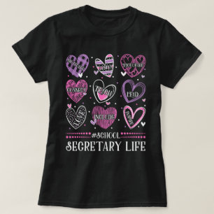 School Secretary Hearts Valentine Valentines Day T-Shirt
