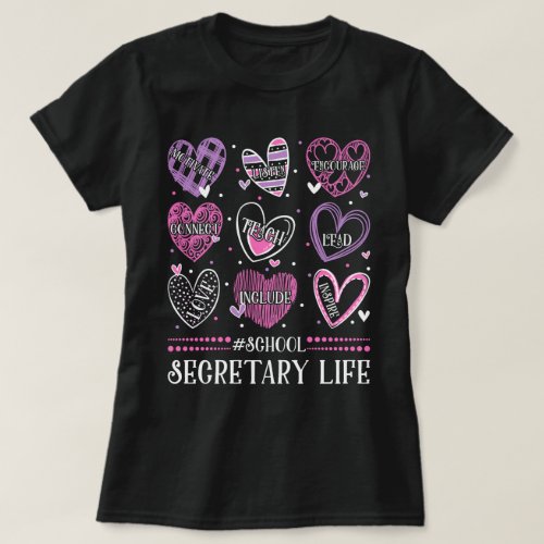 School Secretary Hearts Valentine Valentines Day T_Shirt