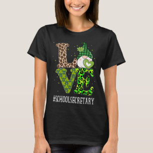 School Secretary Love St Patricks Day Gnome Leopar T-Shirt