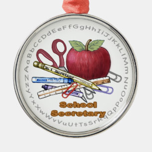 School Secretary premium round ornament