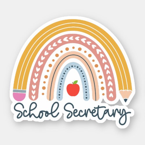 School Secretary Rainbow Administrative Assistant Sticker