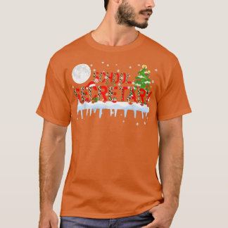 School Secretary Xmas Tree Light Leopard Santa Hat T-Shirt