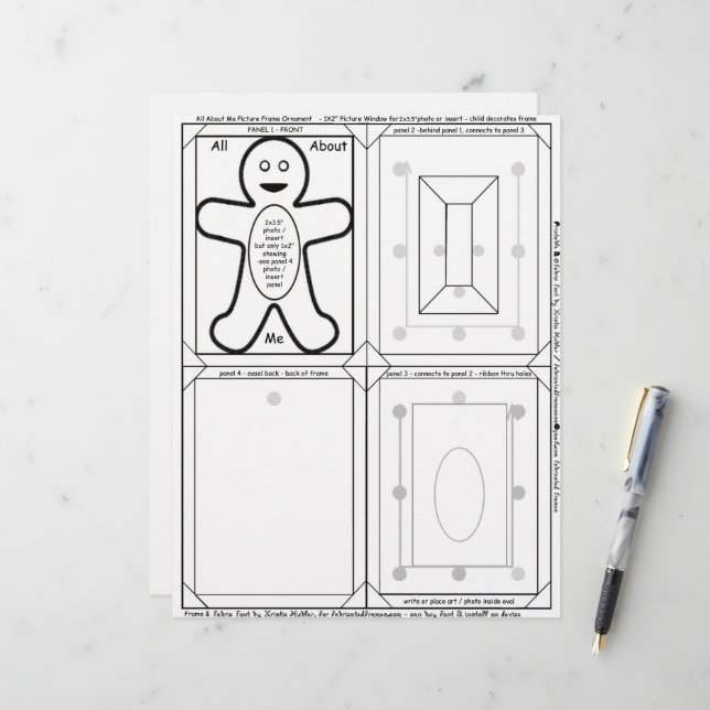 School Selfie Photo Frame Ornament Pattern Craft (Front/Back In Situ)