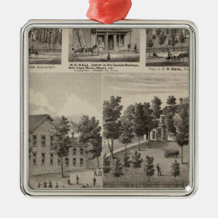School, Seminary, Residences, Minnesota Metal Ornament