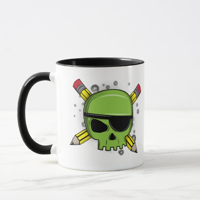 School Skull Crossed Pencils Essential for School Mug (Left)