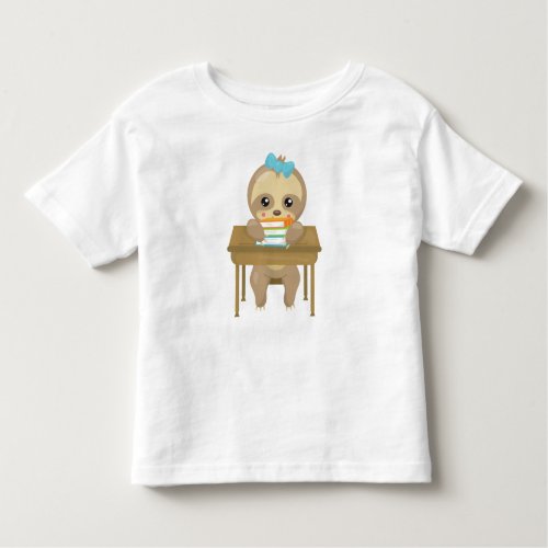 School Sloth Cute Sloth Baby Sloth Books Desk Toddler T_shirt