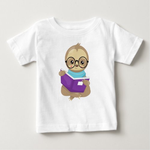 School Sloth Cute Sloth Baby Sloth Eyeglasses Baby T_Shirt